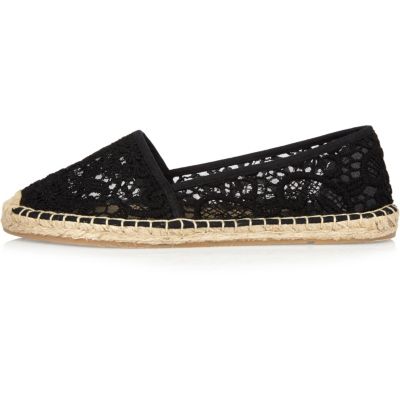 Black lace espadrille shoes